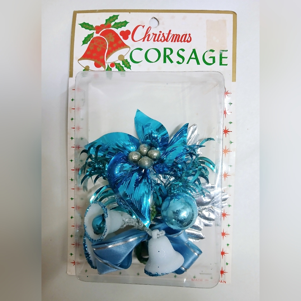 Vintage Festive Blue and Silver Christmas Corsage